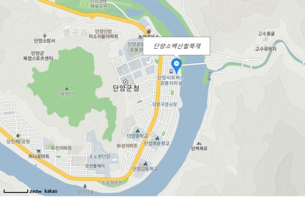 [단양=코리아플러스]이은숙 기자= 소백샌 철쭉제 개최 장소 지도(사진= 네이버 지도)